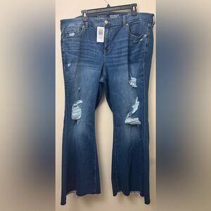 Torrid Women's Plus Size Blue Distressed Faired Jeans
